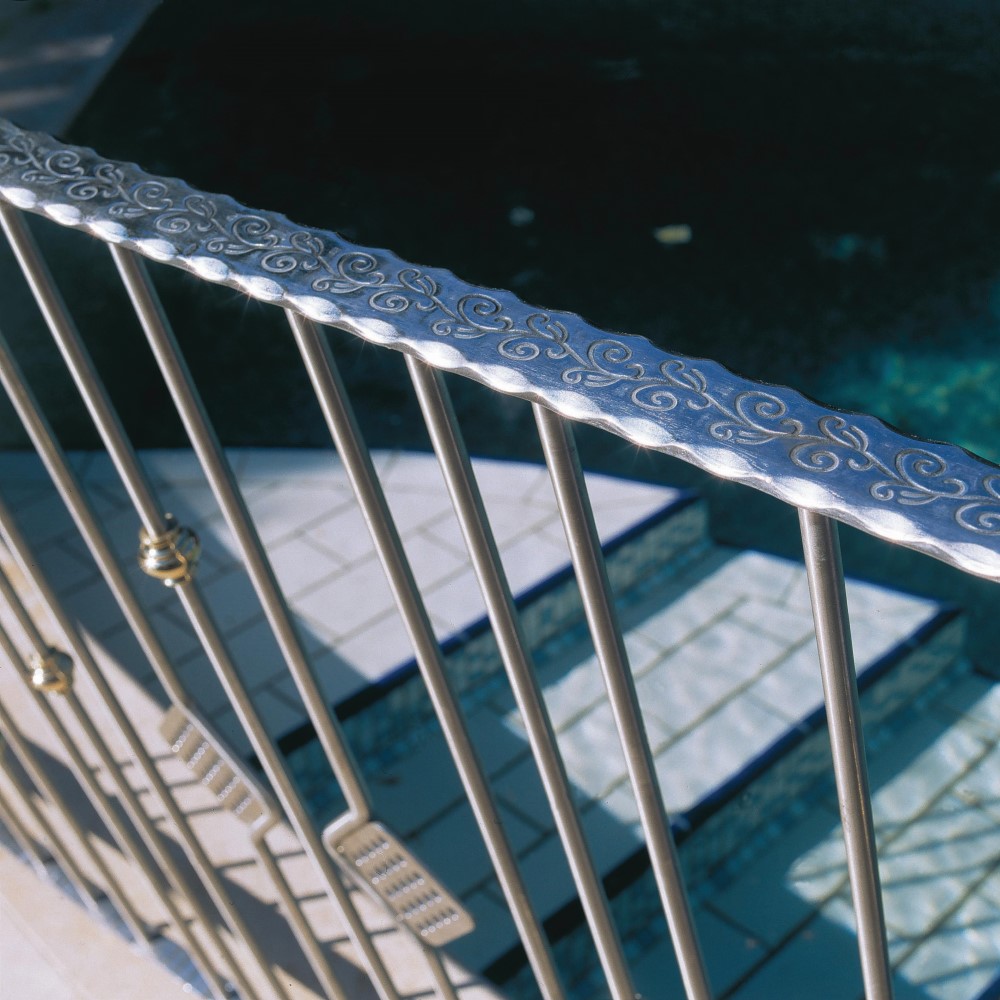 Railing using Patterned Steel Flat Bar
