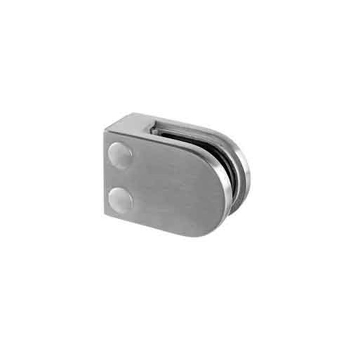 DISCONTINUED - Flat, Rounded Glass Clip for Glass, Satin Stainless Steel