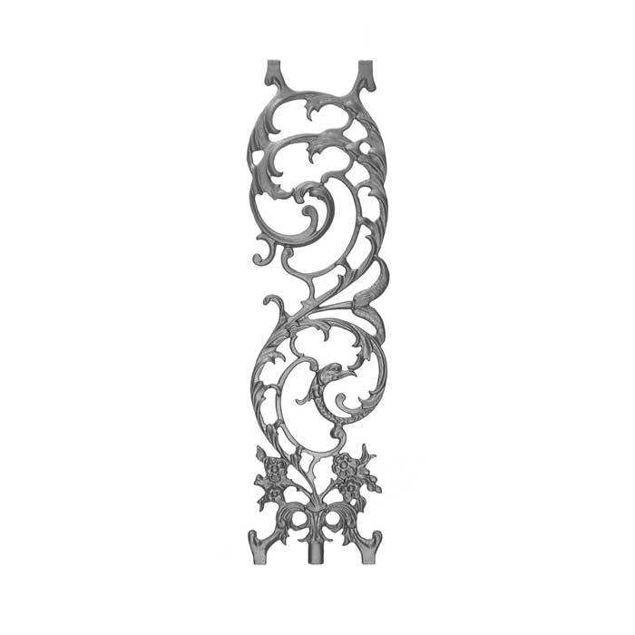 28-1/2" Tall Cast Iron Panel, Bird of Paradise Style, Double Faced