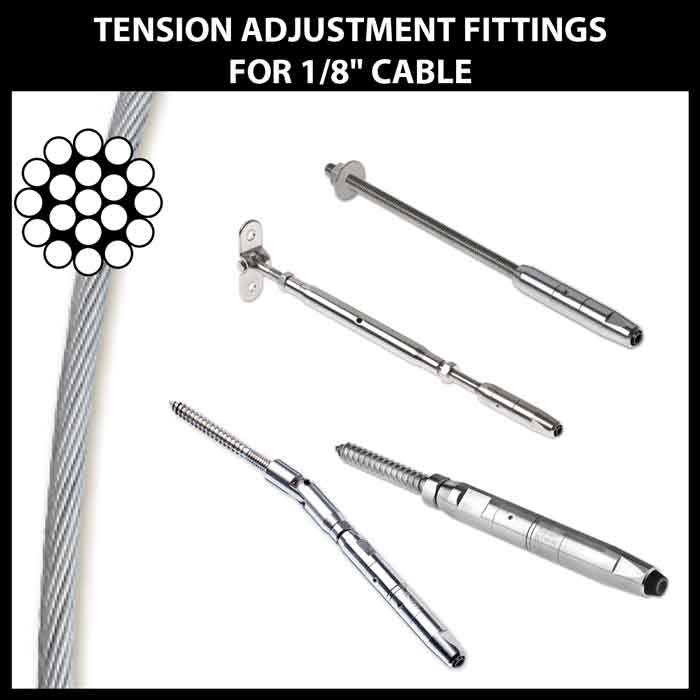 Tension Adjustment Fittings for 1/8" CableRail
