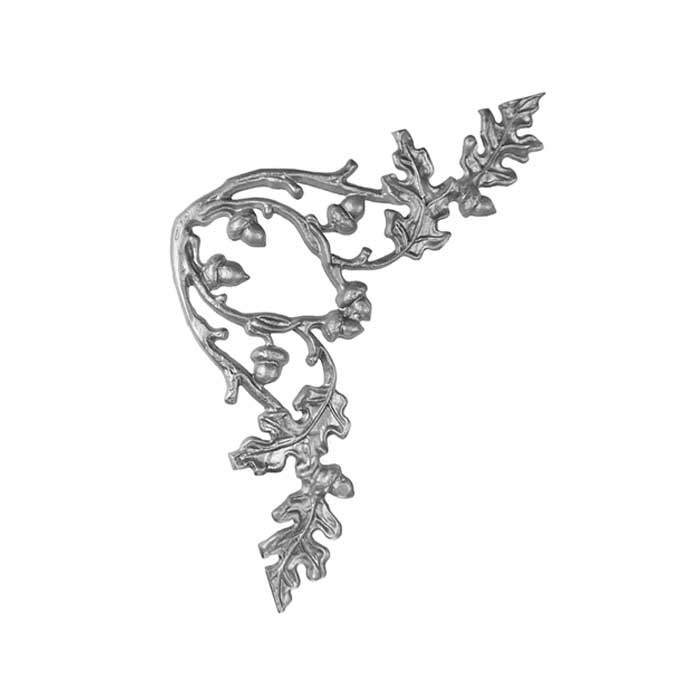 14" Tall Cast Iron Corner Bracket, Curly Oak Style, Double Faced