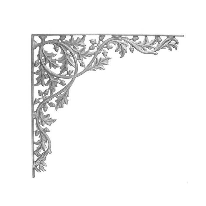 21" Tall Cast Iron Corner Bracket, Water Oak Style, Double Faced