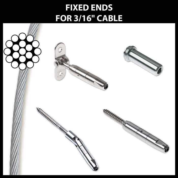 Fixed Ends for 3/16" CableRail