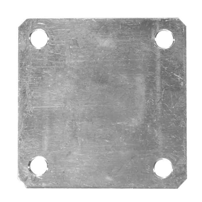 4" sq. Aluminum Base Plate, 3/8" dia. Holes, 5/32" Thick
