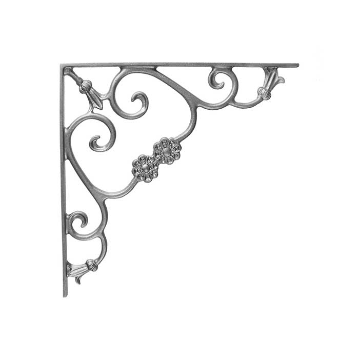 DISCONTINUED - 16" Tall Cast Iron Corner Bracket, Bell Flower Style, Double Faced