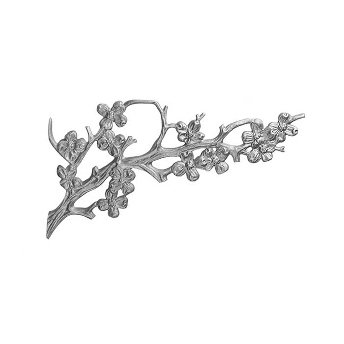 8" Tall Cast Iron Corner Bracket, Dogwood Style, Double Faced