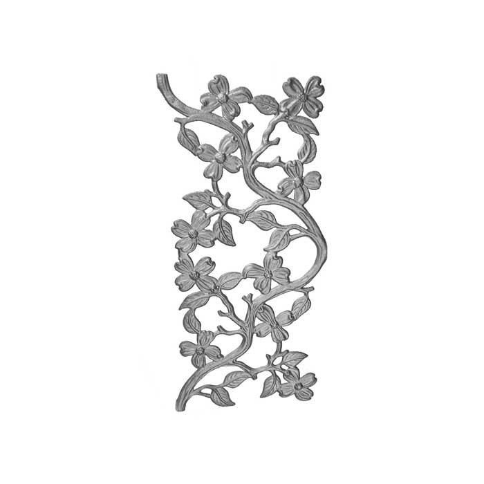 19" Tall Cast Iron Panel, Dogwood Style, Double Faced