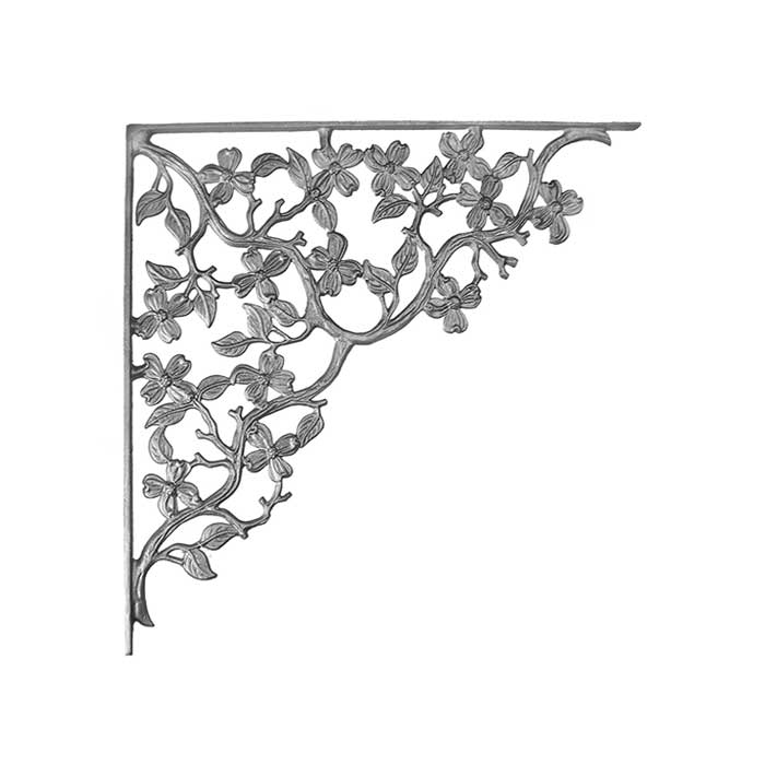 21" Tall Cast Iron Corner Bracket, Dogwood Style, Double Faced