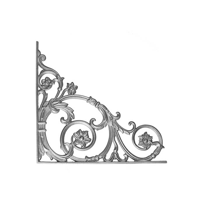 17-1/2" Tall Cast Iron Corner Bracket, Passion Flower Style, Double Faced