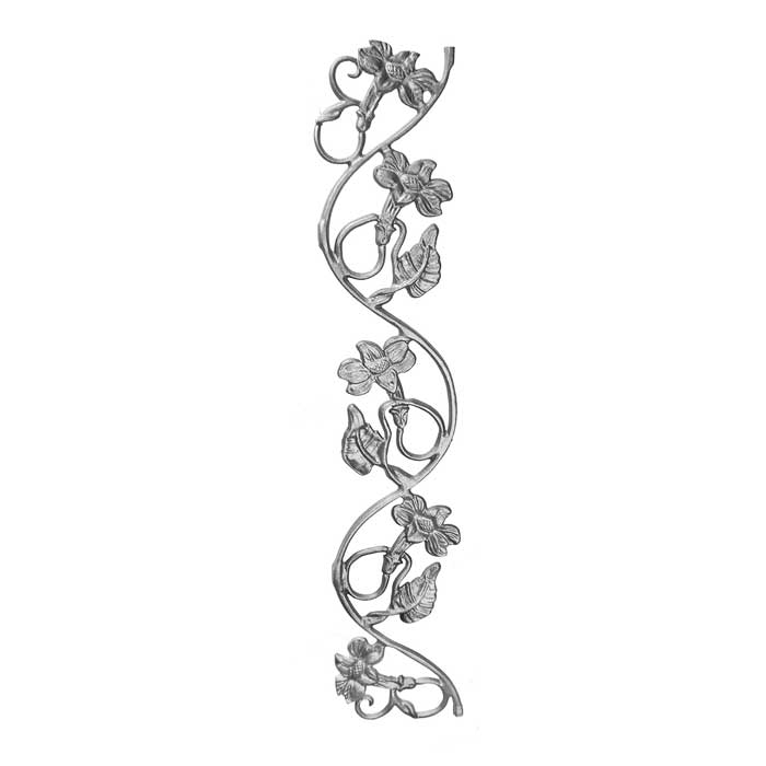 31-1/2" Tall Cast Iron Panel, Morning Glory Style, Double Faced