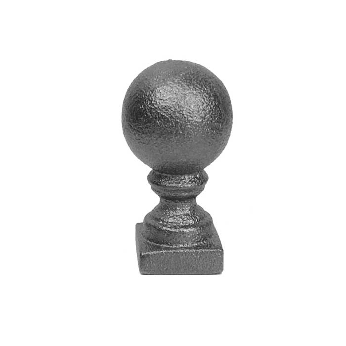 Ball Finial, 1-1/4" sq. Solid Base, Cast Iron, 2-1/2" Tall