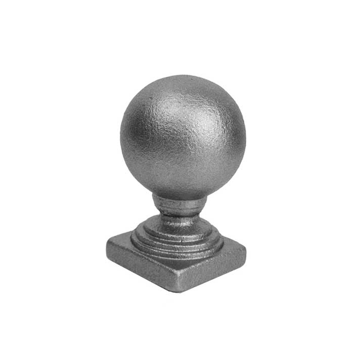 Ball Finial, 1-3/4" sq. Solid Base, Cast Iron, 3-1/4" Tall