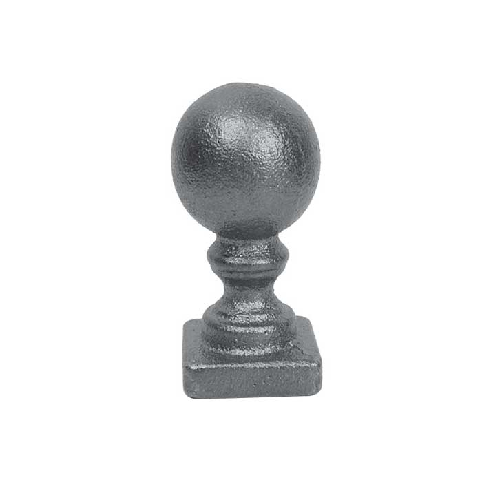 Ball Finial, 1" sq. Solid Base, Cast Iron, 2-1/2" Tall