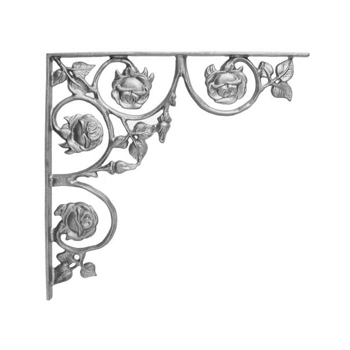 14" Tall Cast Iron Corner Bracket, Rose Style, Double Faced