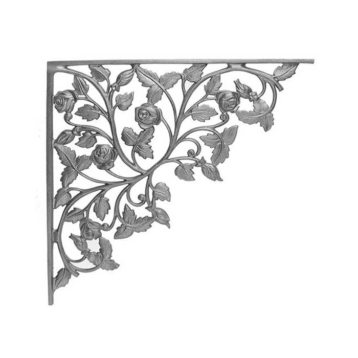 DISCONTINUED -18-1/4" Tall Cast Iron Corner Bracket, Rose Style, Double Faced