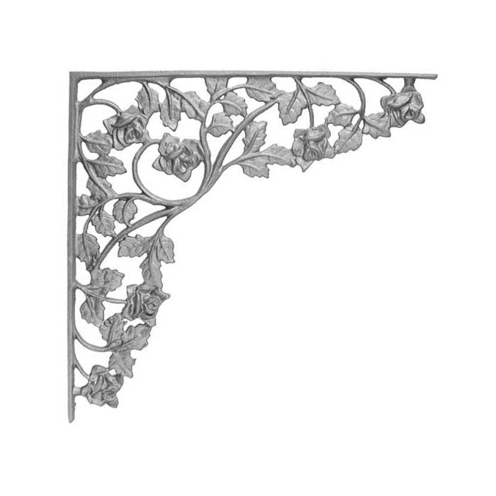 15-1/4" Tall Cast Iron Corner Bracket, Rose Style, Double Faced
