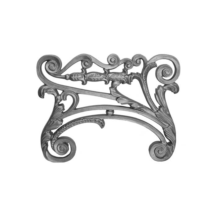 18" W x 14-1/4" H Furniture Leg, Cast Iron, Scroll & Leaf Design