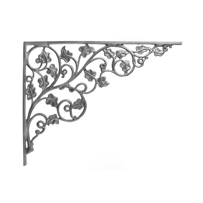 14-1/4" Tall Cast Iron Corner Bracket, Ivy Leaf Style, Double Faced