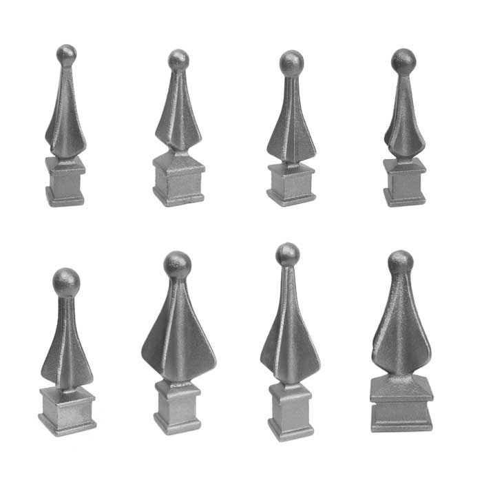 Cast Iron Finials, Triangle Shape w/Ball for Square Bar