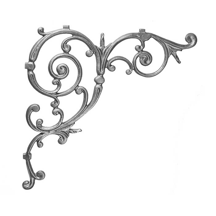 16" Tall Cast Iron Corner Bracket, Pontalba Style, Double Faced