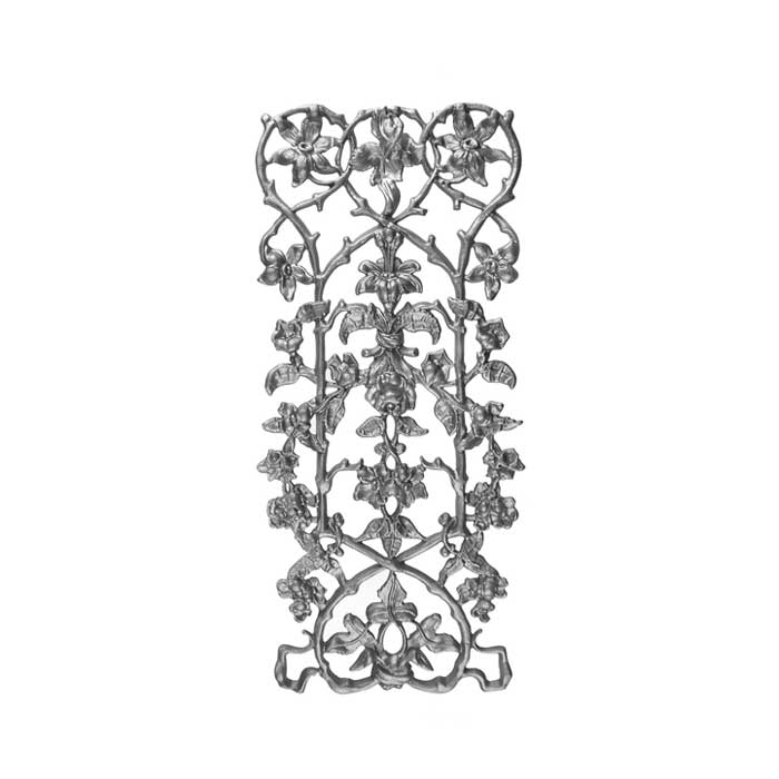 27-1/4" Tall Cast Iron Panel, Passion Flower Style, Side Backed Out (SBO)