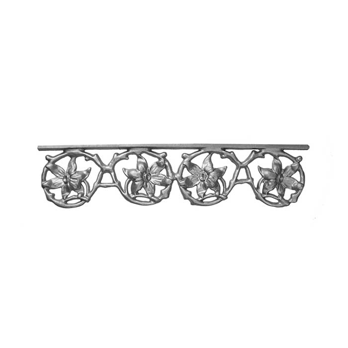 DISCONTINUED - 19-1/2" Wide Cast Iron Valance, Passion Flower Style, Side Backed Out (SBO)