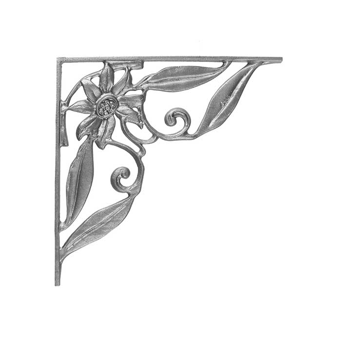 14" Tall Cast Iron Corner Bracket, Sunflower Style, Double Faced