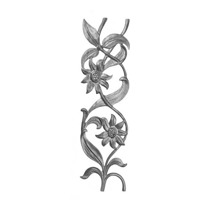 28-1/4" Tall Cast Iron Panel, Sunflower Style, Double Faced