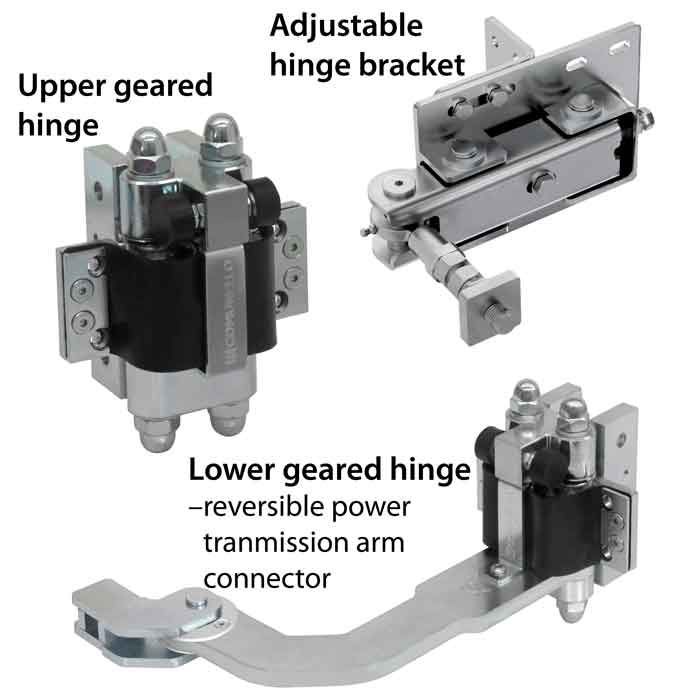 Grande Albatros Power Transfer Kit: Includes 2 geared hinges & post bracket