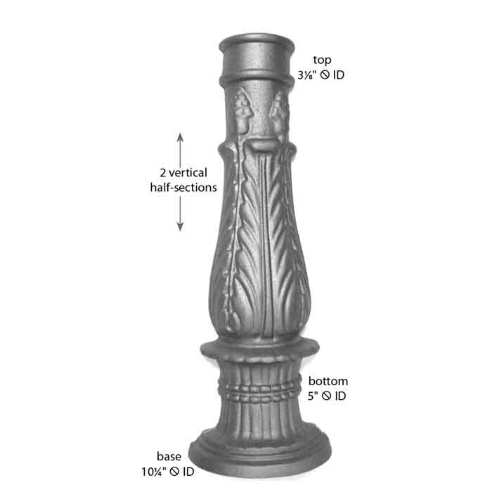 29" Tall Acanthus Leaf 2 Piece Cast Iron Post