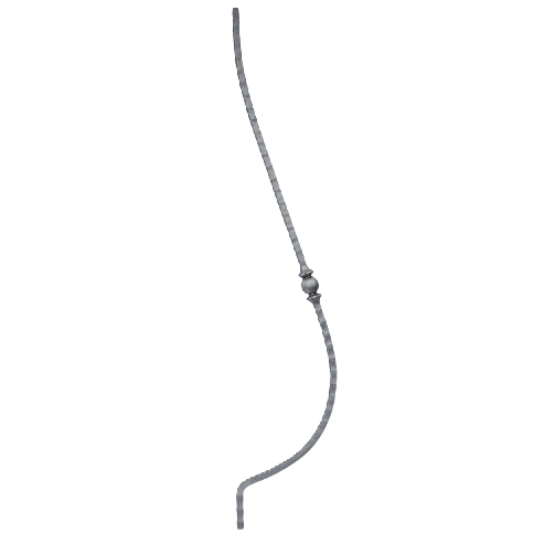 1/2" sq. Aluminum Hammered Balcony Baluster with Center Ball