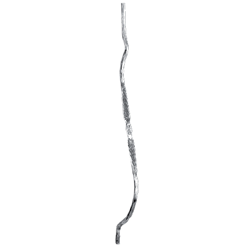 9/16" sq. Aluminum Hammered Balcony Baluster w/Rosette and Stamped Leaf Pattern