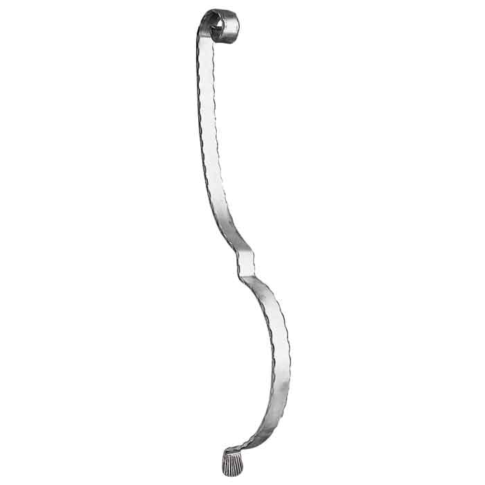 1-9/16" x 5/16" Aluminum Balcony Baluster w/Hammered Edges & Fishtail Ends, 39-3/8" Tall