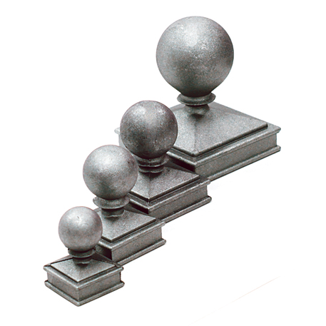 Aluminum Ball Caps, Die Cast, with Decorative Square Base for 1" to 4" Square