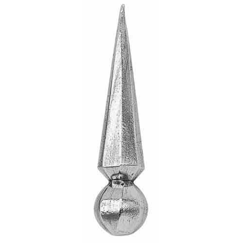 Beveled Triangle Finial, 1-5/16" dia. ball base, Aluminum, 5-1/2" Tall