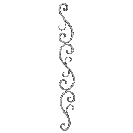 1/2" sq. Forged Aluminum Hammered Edge Panel with 3 S-Scrolls