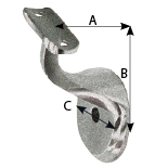 Wall Mount Railing Bracket, Cast Aluminum, Round Saddle, 2-1/2" Wall Clearance