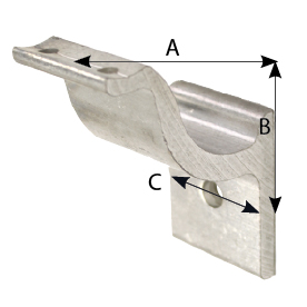 Handrail Bracket, Cast Aluminum, Round Saddle, Square Backplate, 2-1/2" Wall Clearance