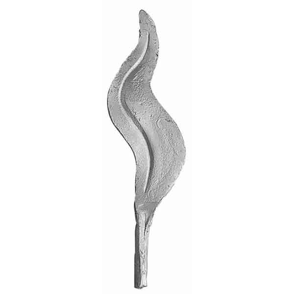 3-1/8" Tall Cast Aluminum Wavy Leaf, 1/8" Thick x 1/2" dia.