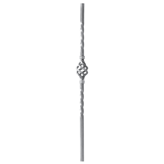 1" sq. Aluminum Newel Post with Cage and 2 Twists