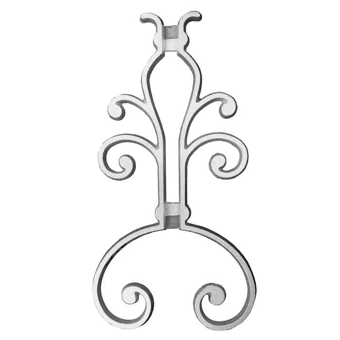 12-7/8" Tall Aluminum Picket Castings for 1/2", 5/8" and 3/4" Square Bar with Weld Tabs