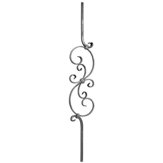 1/2" sq. Aluminum S-Scroll Baluster w/ 15-3/4" Center Scroll