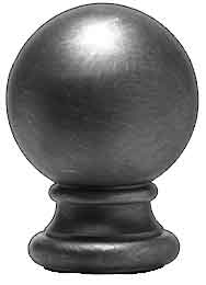 Ball Finial w/ 1-11/16" dia. base, Solid Cast Steel, M10 Hole, 3" Tall