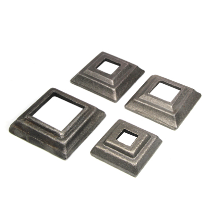 Base Plates in Wrought Iron for 5/8", and 1-1/4" Square Bar
