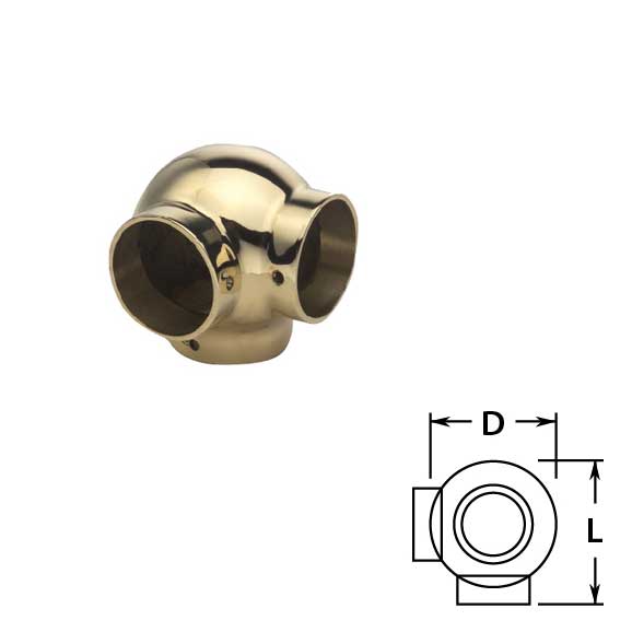 Ball Side Outlet Ell in Brass