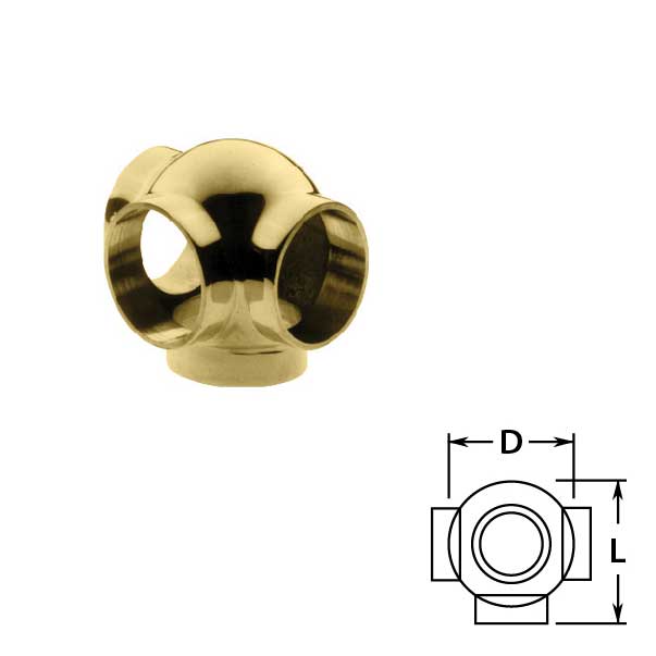 Ball Side Outlet Tees in Brass