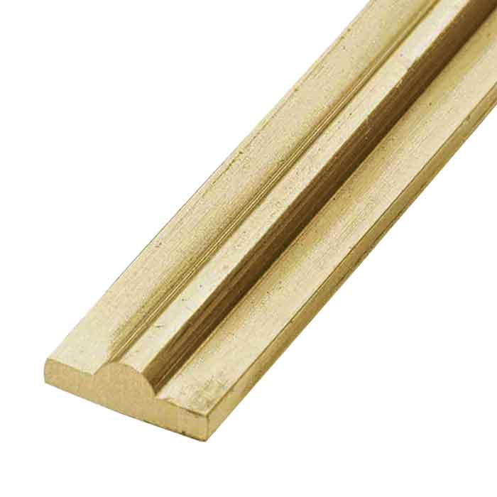 1/2" (14mm) Wide BrassCollar Strip w/ Center Ridge, 11/64" (4.5mm) Thick, 157-1/2" (4000mm) Long
