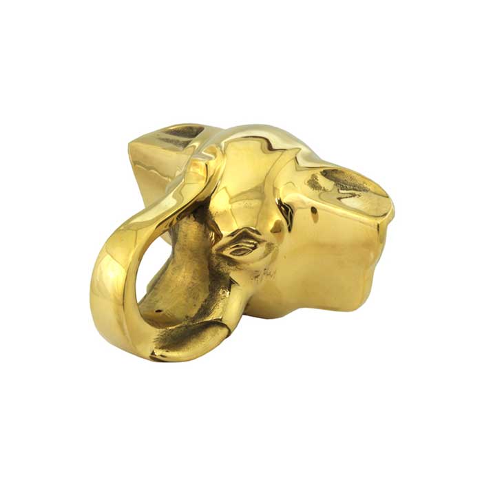 Footrail Bracket for 2" Tubing, Elephant Head, Brass