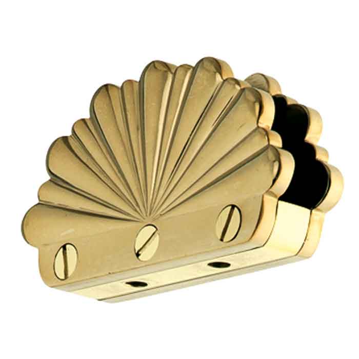 Glass Clip for maximum 1/2" Glass, Scalloped Design, Brass