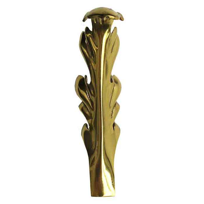 6-1/8" Tall Cast Brass Leaf w/outward curve, 10 gauge